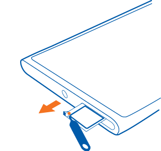 With the top
of the phone facing you, and front of the phone facing up, look inside
the SIM holder opening to see the phone label tray. The hole is on
the upper left corner of the tray.